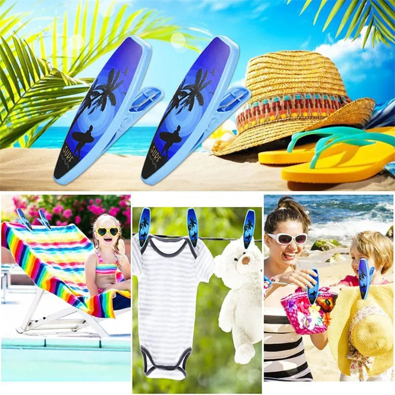 Plastic Beach Towel Clips - Large Animal Decorative Clothes Pegs for Sunbeds, Loungers & Drying Racks