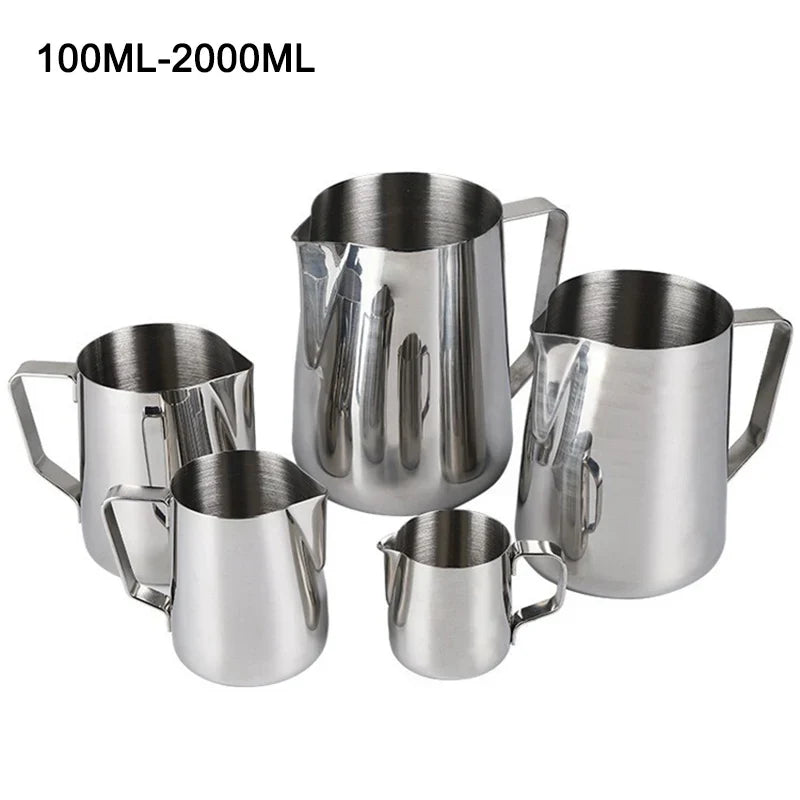 Stainless Steel Milk Frothing Pitcher Jug – 100ML–2000ML Espresso Barista Latte & Cappuccino Cream Foam Maker Cup