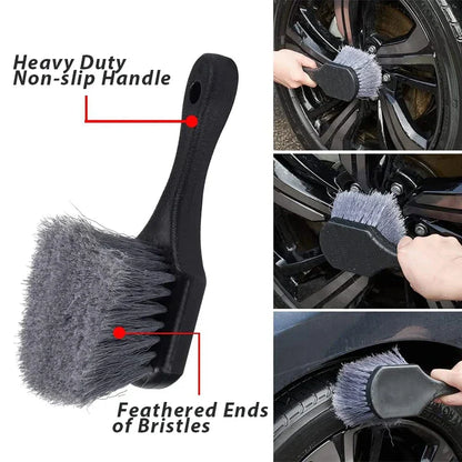 Car Wheel & Tire Brush: Soft Bristle Brush for Rim and Exterior Surfaces - Efficiently Cleans Tires, Releases Dirt and Grime