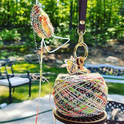 Wooden Yarn Holder Stand with Wrist Strap - Spinning Knitting Tools, Crochet Accessories, Sewing Thread Spool Organizer, Wool Ball Winder