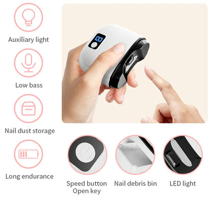 Electric Nail Clipper – 3-Speed Automatic Nail Cutter with Storage, LCD Light & USB Charging for Adults, Seniors, Babies, and Kids