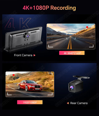 K2 Pro 11.3" 4K Dash Cam — Car DVR with Wireless CarPlay, Android Auto, 5G WiFi & GPS Navigation