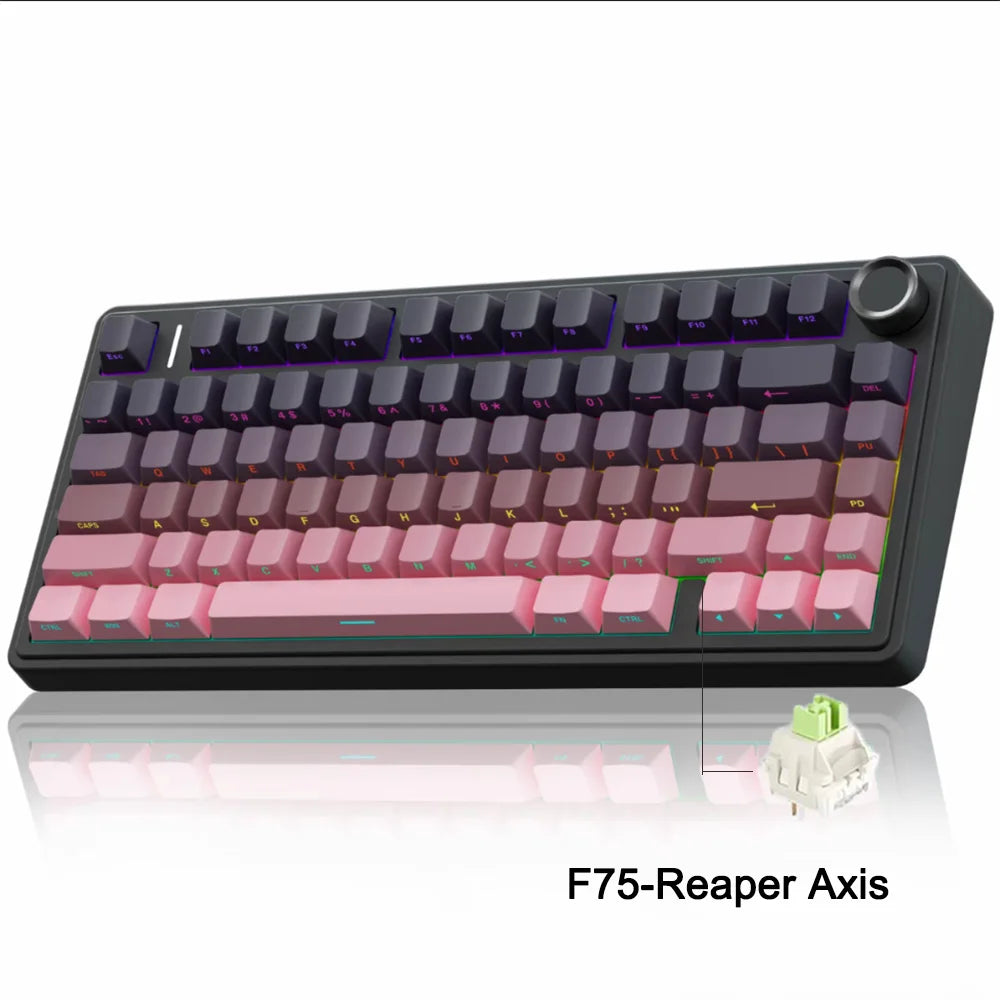 AULA F75 75% Mechanical Gaming Keyboard – 2.4G Wireless, Bluetooth, Wired, RGB, OEM Profile, Gasket Structure
