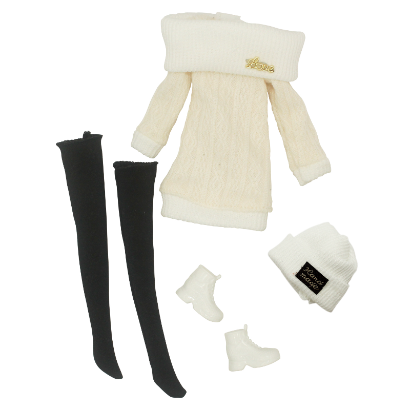 30cm Thin Doll Casual Outfit – 4-Piece Sweater Suit Set for Girls DIY Dress-Up Doll Accessories
