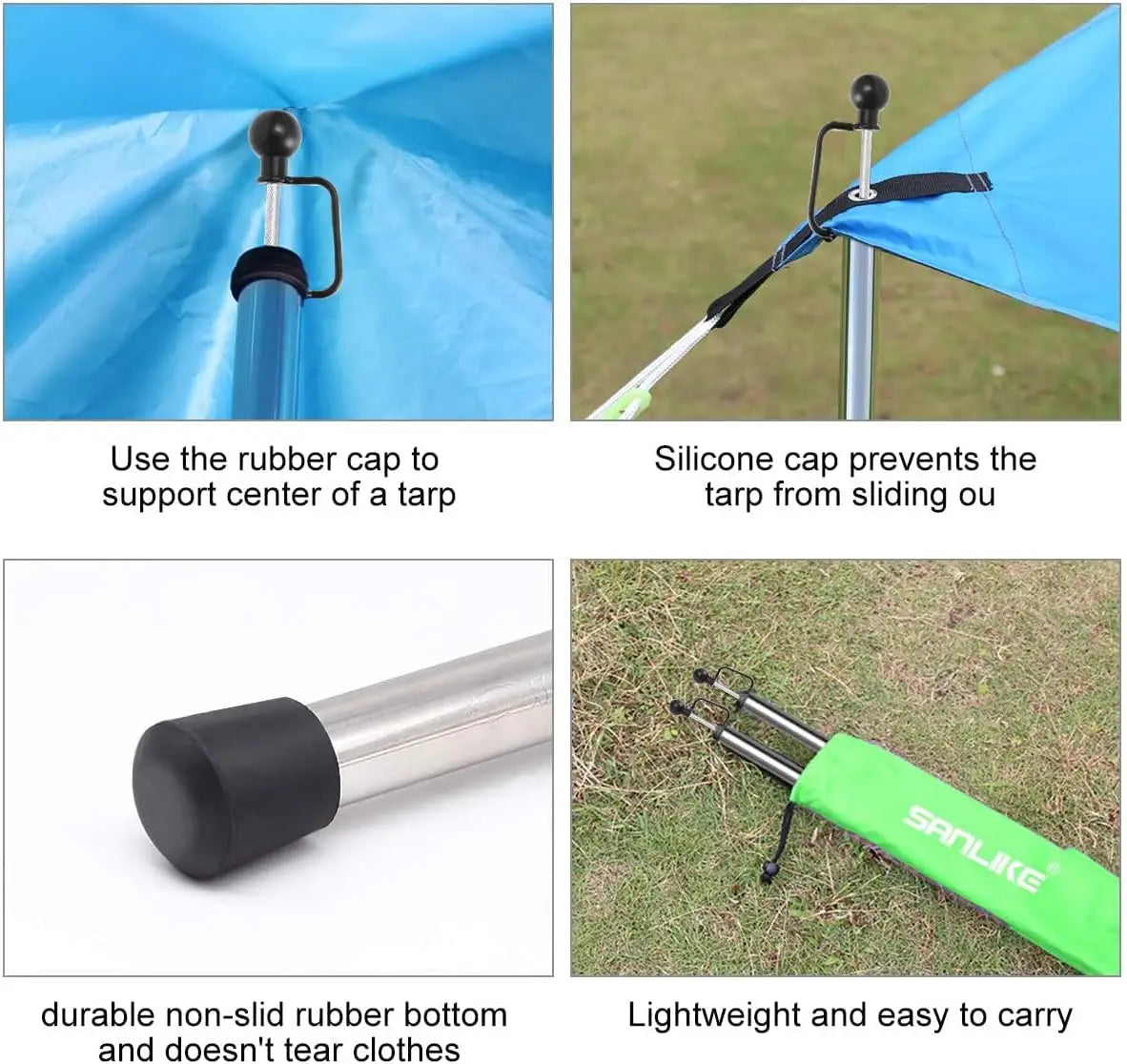 SANLIKE Adjustable Heavy-Duty Tarp & Tent Poles 12 Pack for Outdoor Canopy, Shelter & Awning Replacement Rods
