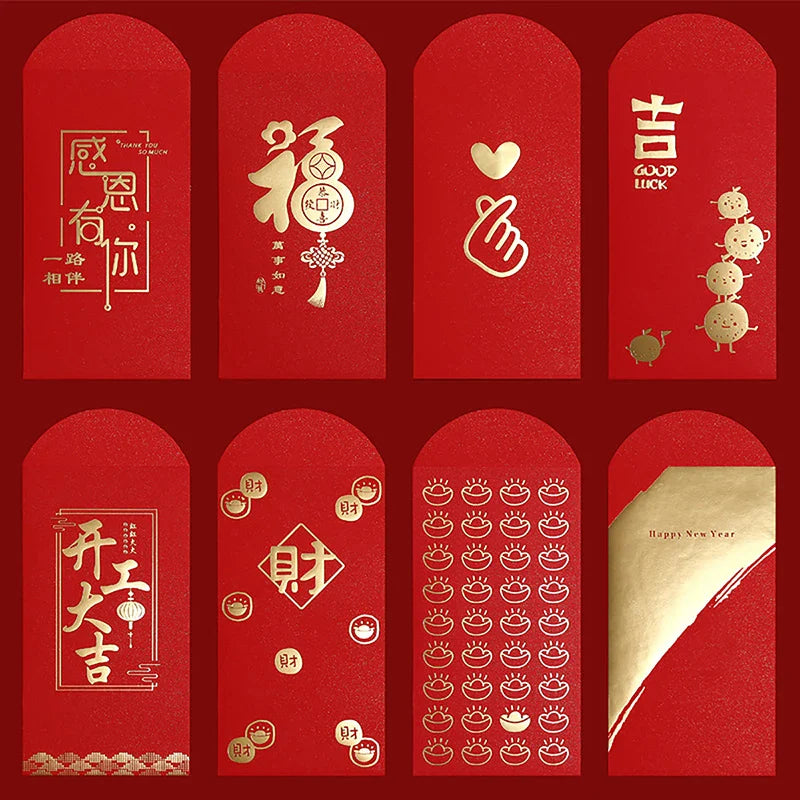 Red Envelopes for Lucky Money - Creative Red Pockets for Birthday, Wedding, and More - Hot Stamping Design - 4pcs/6pcs/10pcs Options