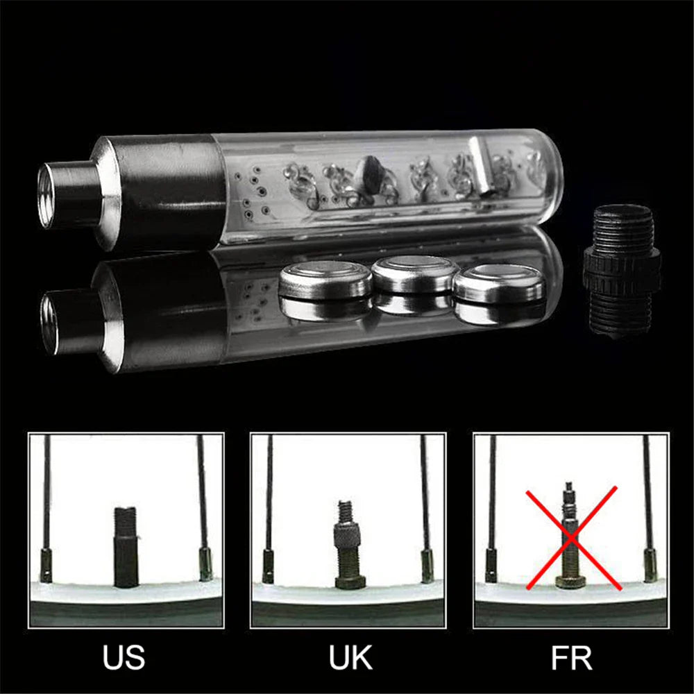 LED Bike Light – Neon Spoke Light Wheel Tire Valve Caps, Waterproof Bicycle Motion Sensor Warning Light for Head and Rear