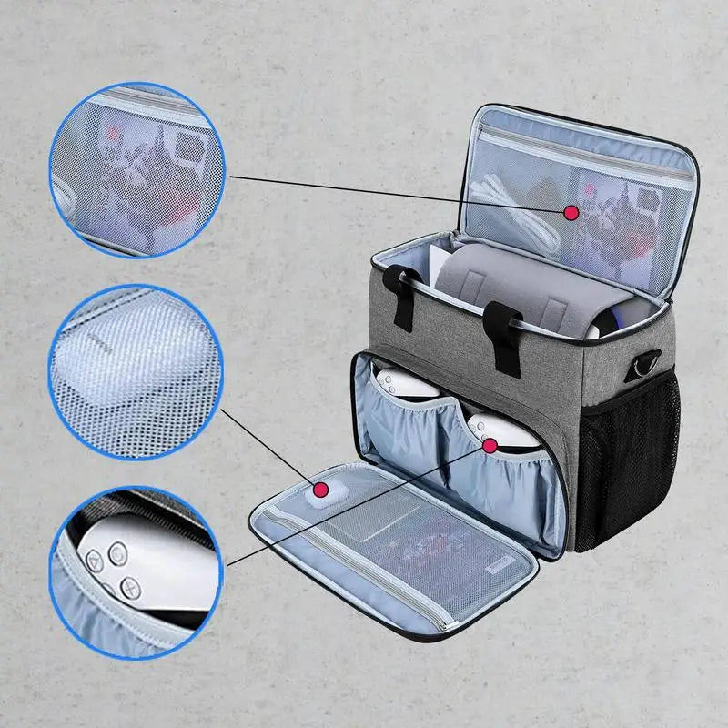 PS5 Controller Travel Bag — Hard Shell Game Console Carrying Case with Multiple Storage Pockets