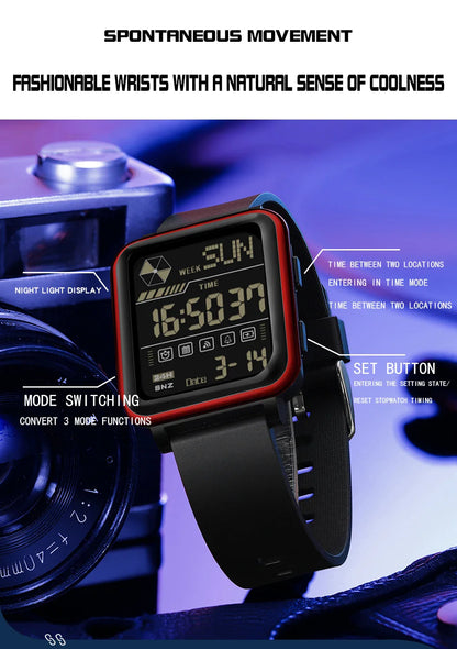 SANDA Digital Military Watch for Men – Luxury LED Stopwatch, Waterproof, Top Brand Electronic Wristwatch, Gift 6159