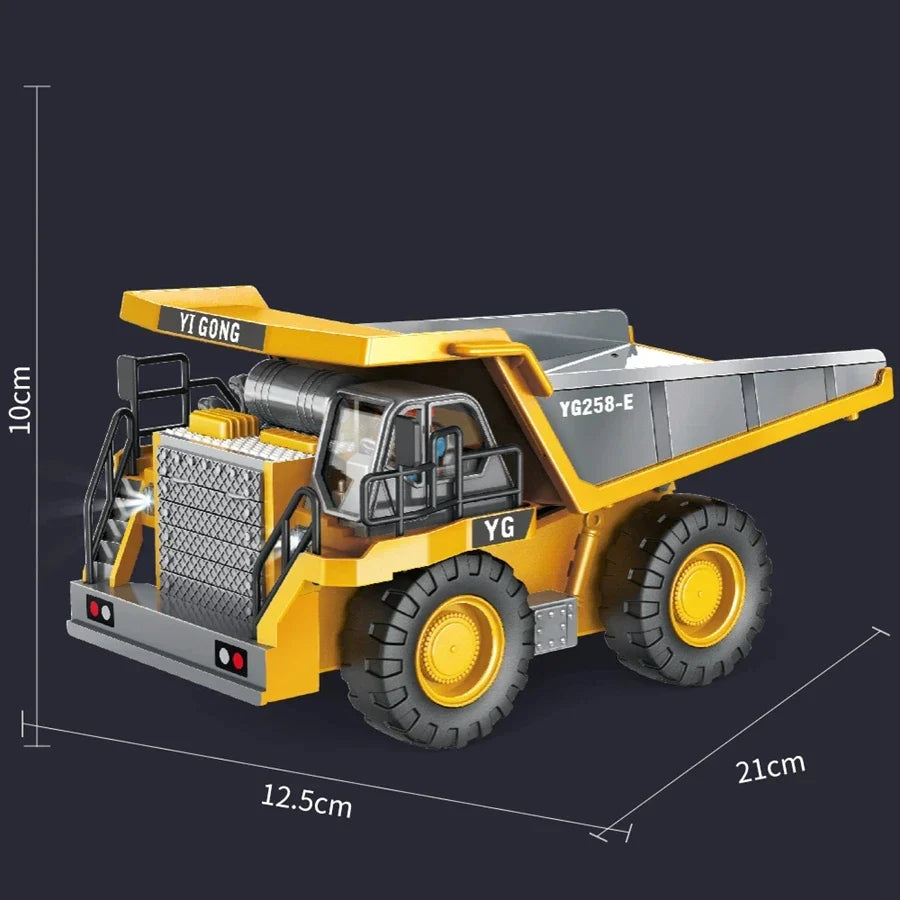 4WD RC Excavator Alloy Dump Truck Bulldozer | Remote Control Construction Vehicle Toy for Kids