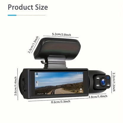 1080P WiFi Dual Camera Dash Cam — Front & Inside Car DVR with IR Night Vision, Loop Recording & Wide-Angle Lens