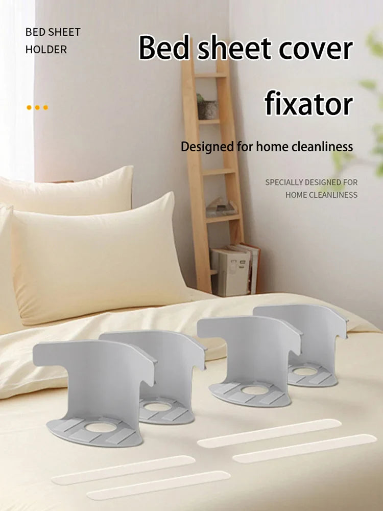 4pcs Bed Sheet Fasteners — Heavy Duty Multifunctional Sheet Ties & Corner Tightener Clips for Home Use