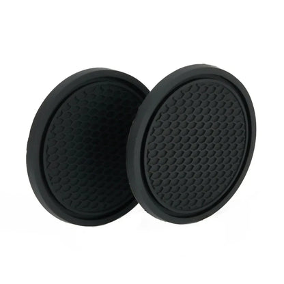 Universal Black Anti-Slip Car Cup Holder Coaster Pads – Interior Accessories for Most Vehicles
