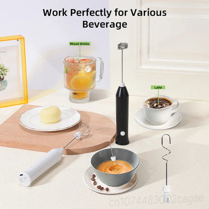 Electric Handheld Coffee Milk Frother & Creamer Whisk – Automatic Egg Beater Mixer for Kitchen, Latte & Foam Drinks