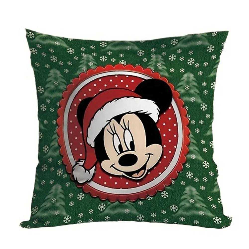Disney Mickey Mouse Christmas Pillowcase - Festive Sofa Cushion Cover for Living Room and Home Decor
