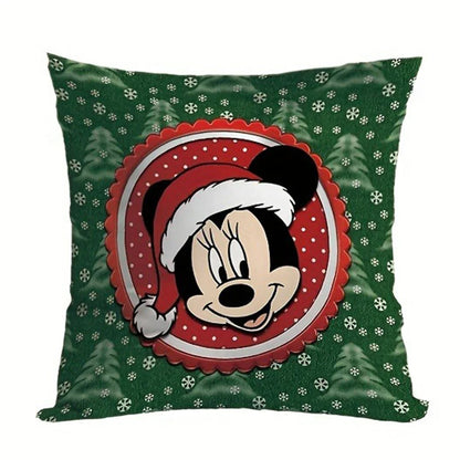 Disney Mickey Mouse Christmas Pillowcase - Festive Sofa Cushion Cover for Living Room and Home Decor