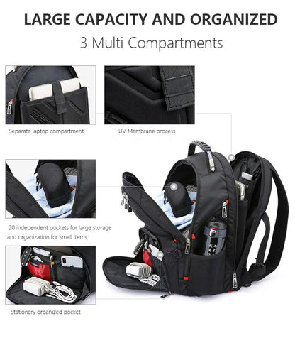 Swiss Multifunctional 17 Inch Laptop Backpack – Durable Travel Bag with USB Charging Port, Water-Resistant College Bookbag