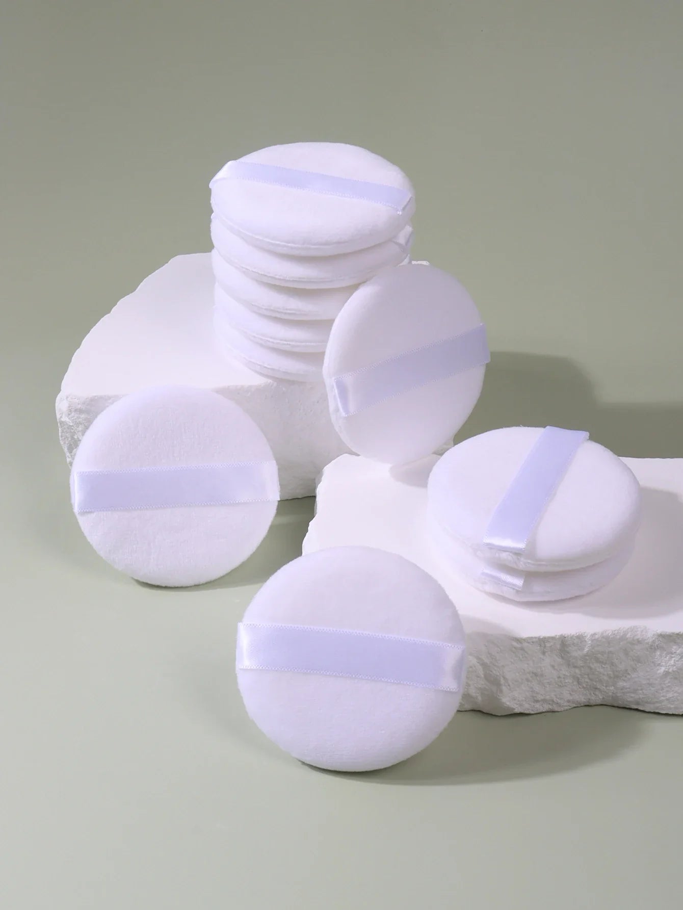 2/5/10/20PCS White Round Powder Puffs – Portable High-Grade Makeup Applicators for Base & Setting