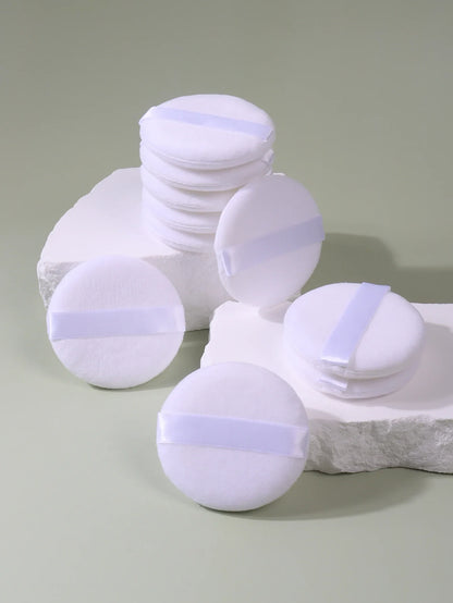 2/5/10/20PCS White Round Powder Puffs – Portable High-Grade Makeup Applicators for Base & Setting