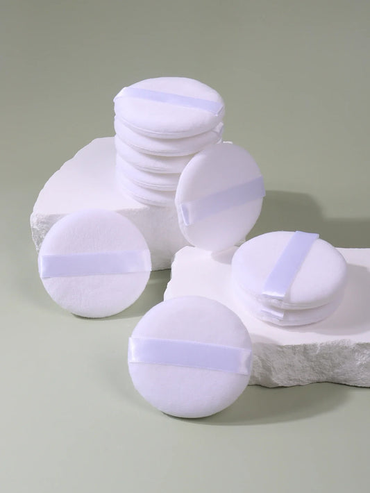 2/5/10/20PCS White Round Powder Puffs – Portable High-Grade Makeup Applicators for Base & Setting