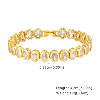 14K Gold Plated Paperclip Chain Bracelet with Cubic Zirconia Chunky Adjustable Link Jewelry for Women