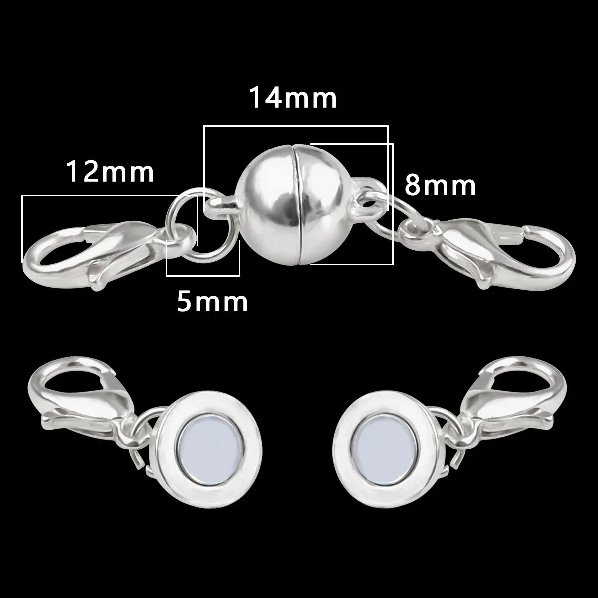 Magnetic Jewelry Clasp - Strong Metal End Connectors with Lobster Clasp for DIY Bracelets & Necklaces