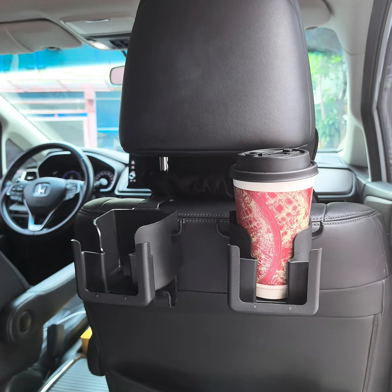 2-Pack Car Seat Back Organizer – Cup Holder, Hook & Phone Bracket Rear Storage for Water Bottle, Phone & Car Interior Accessories