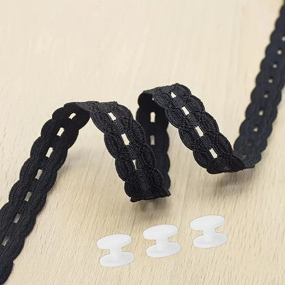 Lace Trim Waistband Clothing Shortener Set - 1 Strap & 3 Buttons for T-Shirts, Dresses & Shirts