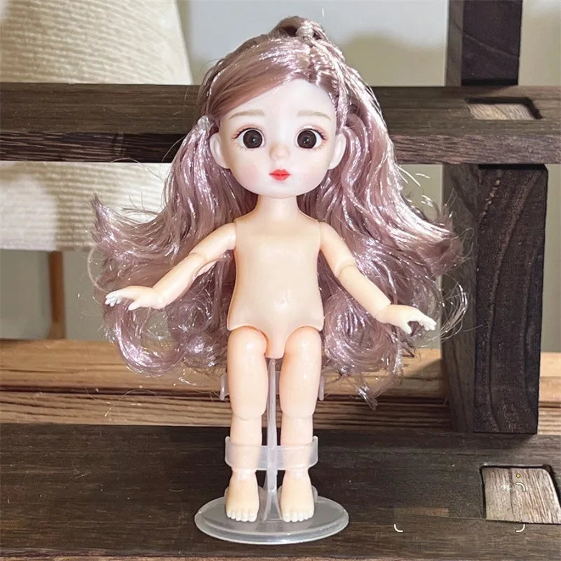 16CM Articulated Doll — 3D Simulation Eyes, 13-Joint Multi-Expression Little Girl Toy