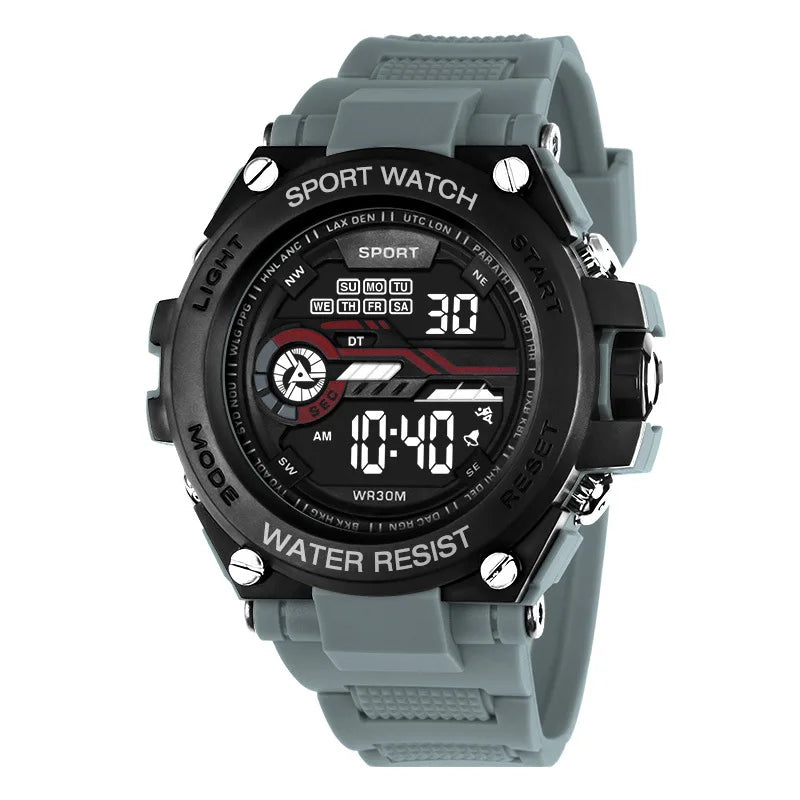 YIKAZE Men’s Waterproof Sports Watch — Multifunction LED Digital Military Watch with Alarm Clock