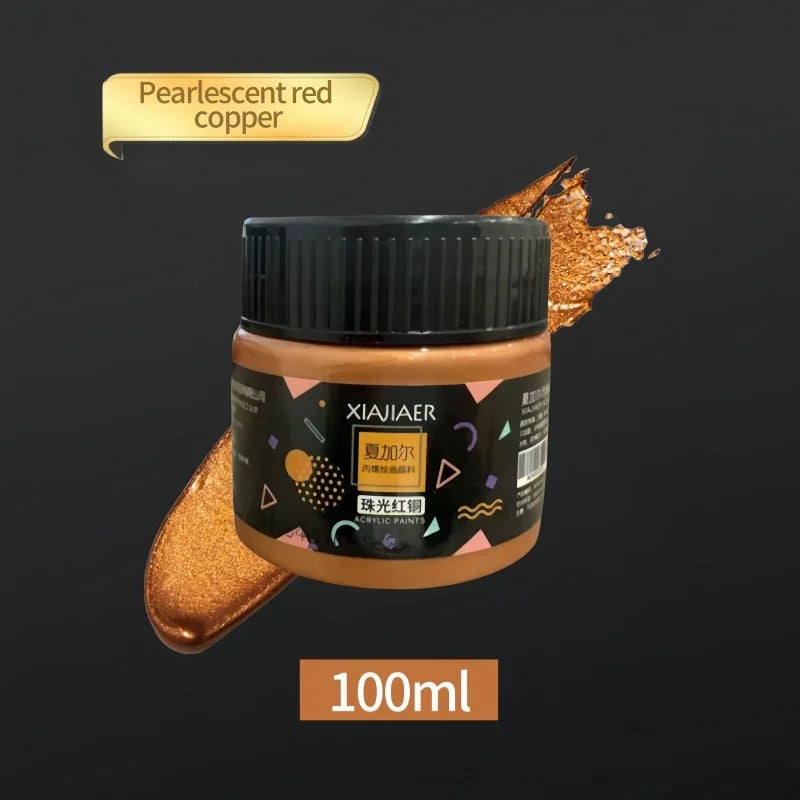 300ML/100ML Gold & Metallic Silver Acrylic Pigment – Pearlescent Bronze for Acrylic Painting, Xiajiaer Art Pigment