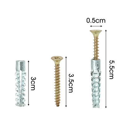 100/10 Sets Metal Serrated Expansion Tube with Self-Tapping Screws — Concrete Wall Anchor Bolt Kit