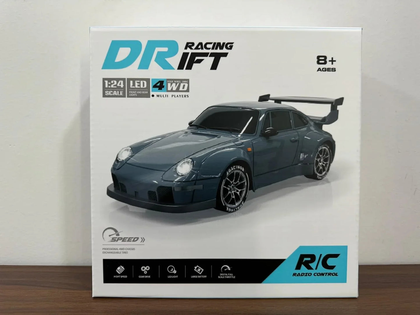 1:24 RC Drift Car — 4WD High-Speed Remote Control Sport Car with LED Lights & Extra Drifting Tire, Kids & Adult Gift