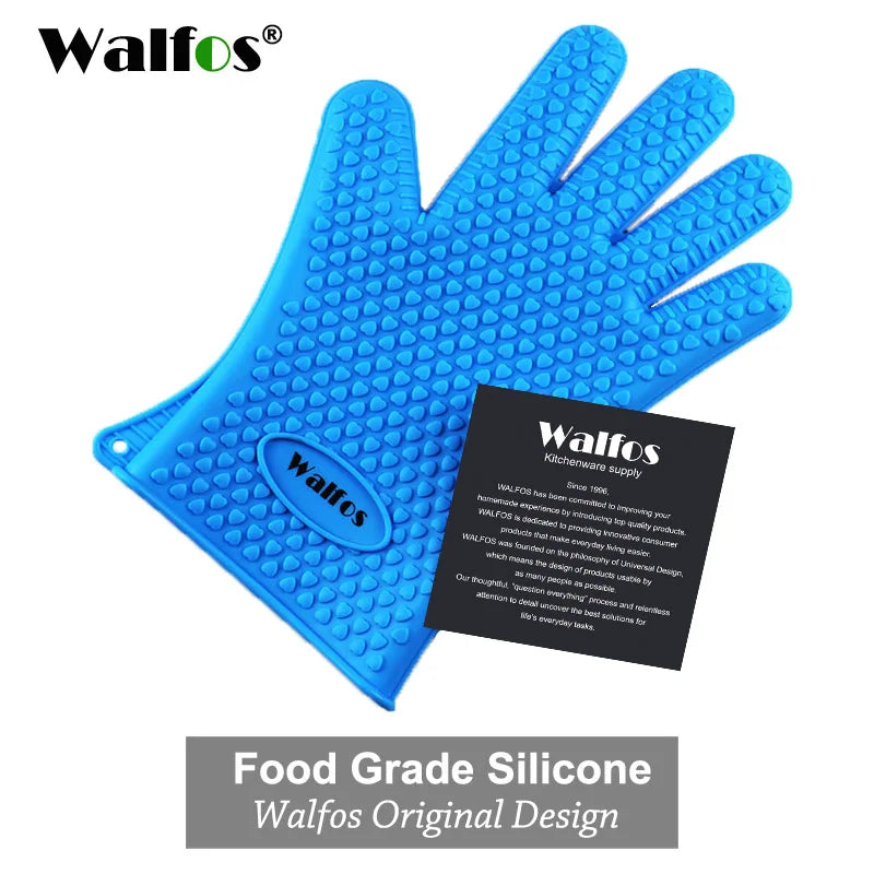 Walfos Silicone Oven Gloves — Heat-Resistant Thick BBQ & Cooking Mitts | Kitchen Gadgets & Accessories