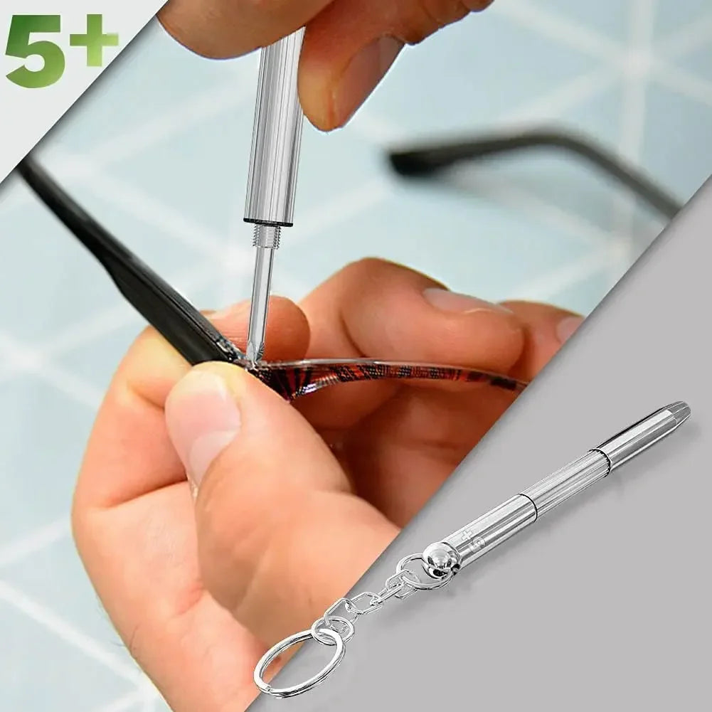 Steel Glasses Screwdriver Kit – Precision Eyeglass & Watch Repair Tools with Keychain, Portable Hand Tool Set