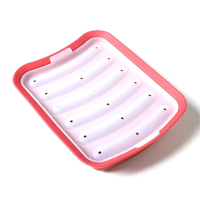 6-Grid Silicone Sausage Maker Mold with Lid – DIY Ham & Hot Dog Shaping Tool for Kitchen Baking & Food Preparation