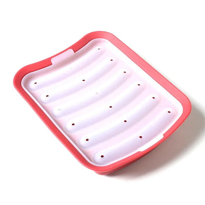 6-Grid Silicone Sausage Maker Mold with Lid – DIY Ham & Hot Dog Shaping Tool for Kitchen Baking & Food Preparation