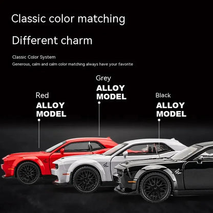Dodge Challenger Hellcat 1:32 Scale Die-Cast Toy Car – Pull Back Model with Sound and Light Features