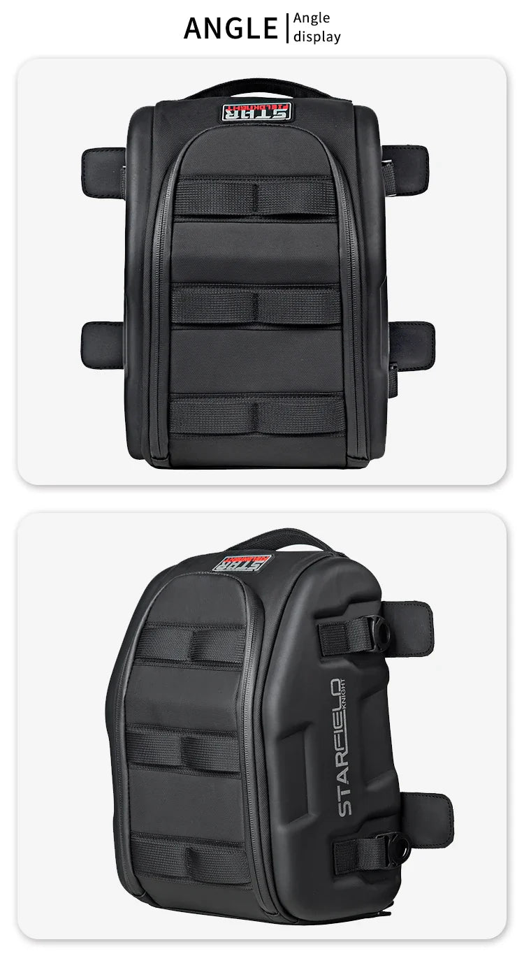 Waterproof Motorcycle Seat Back Bag – Large Capacity Hard Tail Box Luggage for Racing & Riding, Black Fuel Tank Motorbike Storage