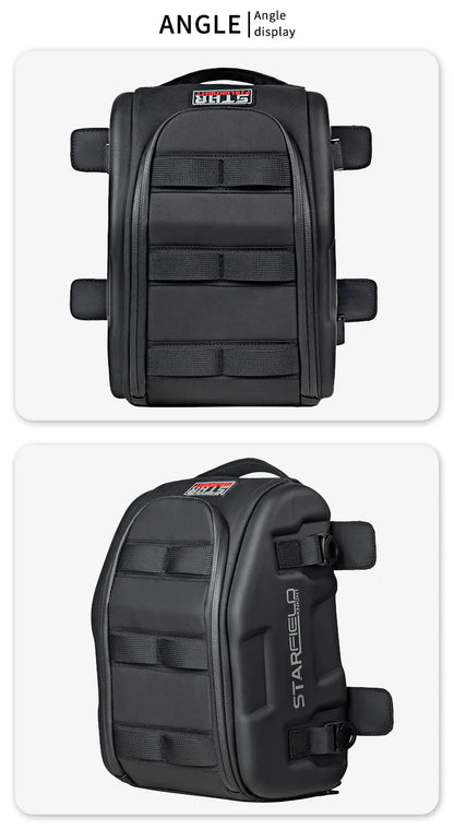Waterproof Motorcycle Seat Back Bag – Large Capacity Hard Tail Box Luggage for Racing & Riding, Black Fuel Tank Motorbike Storage