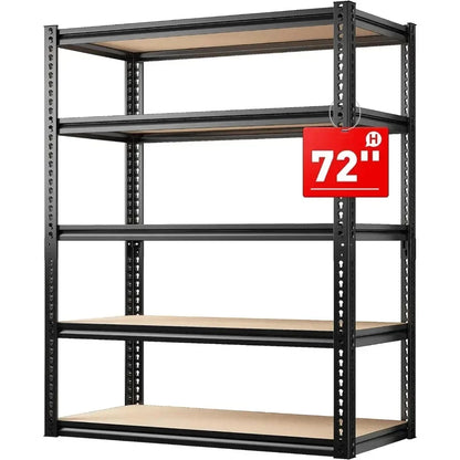 72" Heavy Duty Garage Shelving – 5-Tier Adjustable Metal Storage Shelves, 2000LBS Capacity