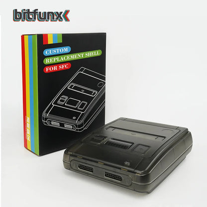 Bitfunx Transparent Replacement Case for SFC/Super Famicom – Clear Shell for Super NES Game Console