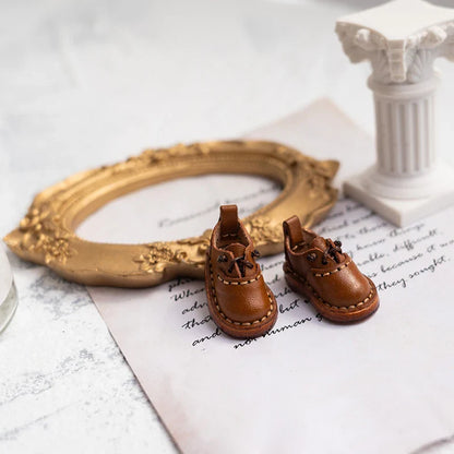 Blythe Baby Mini Cowhide Shoes – Handmade OB22 OB24 UFDOLL Checker Doll Accessories