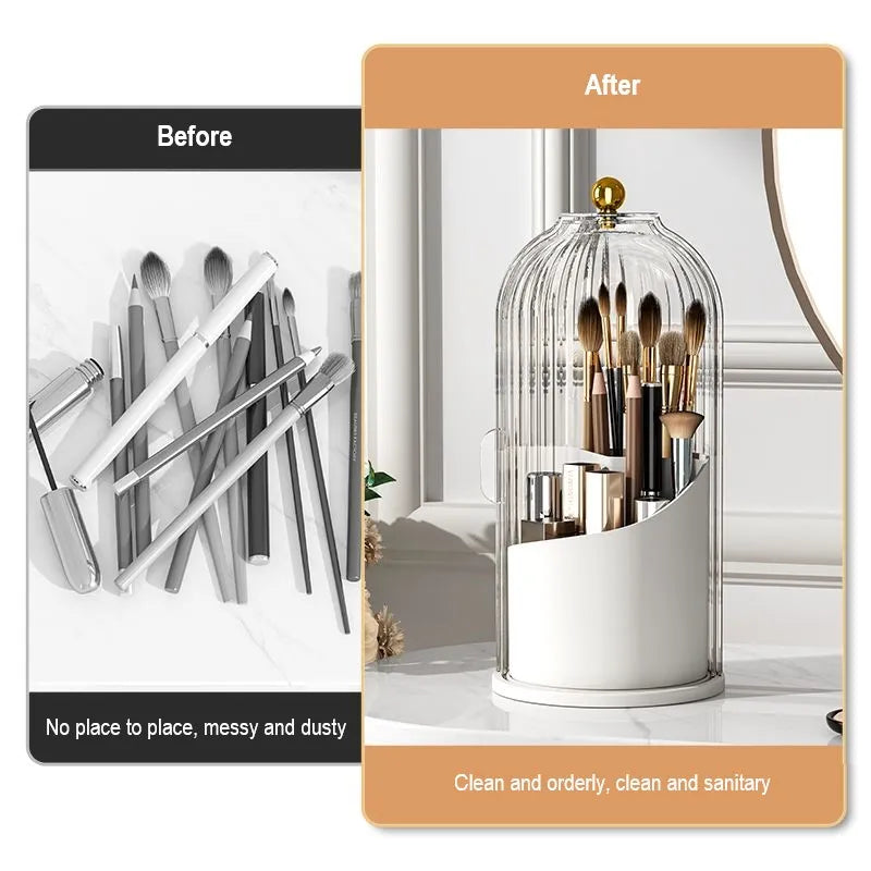 360° Rotating Makeup Brush Holder: Versatile Cosmetic Organizer for Brushes, Lipsticks, and Jewelry