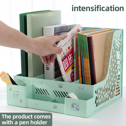 Multi-Color File Rack Folder Storage Box, Desktop File Box, Multi-Functional File Basket, Multi-Layer Shelf, Office Bookshelf Organizer