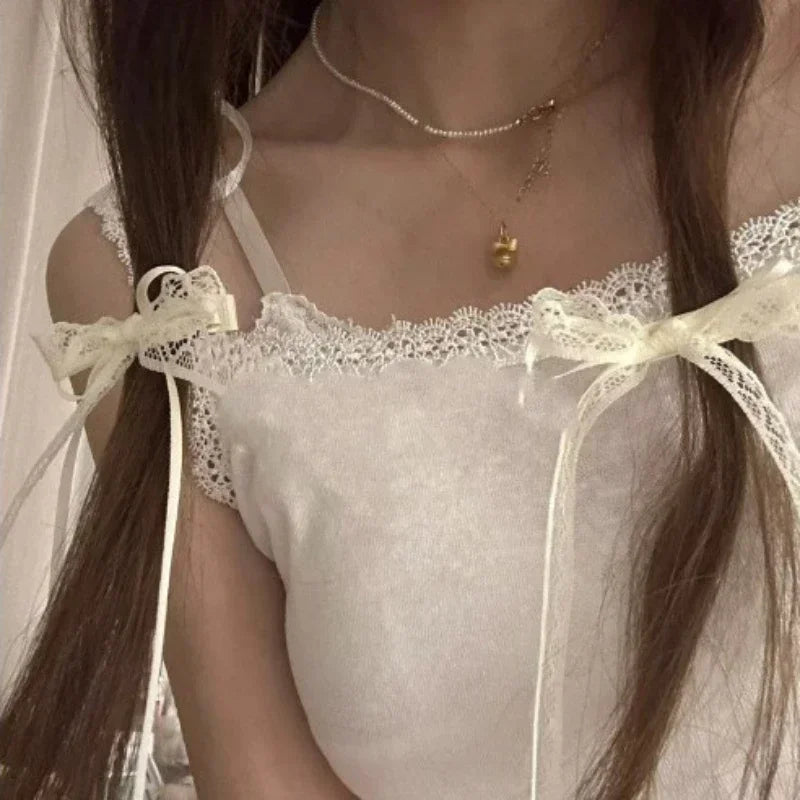 2pcs Korean Fashion Lace Bow Hairpins – White Ribbon Hair Clips for Women & Girls, Top Clip, Female Hair Accessories & Gifts