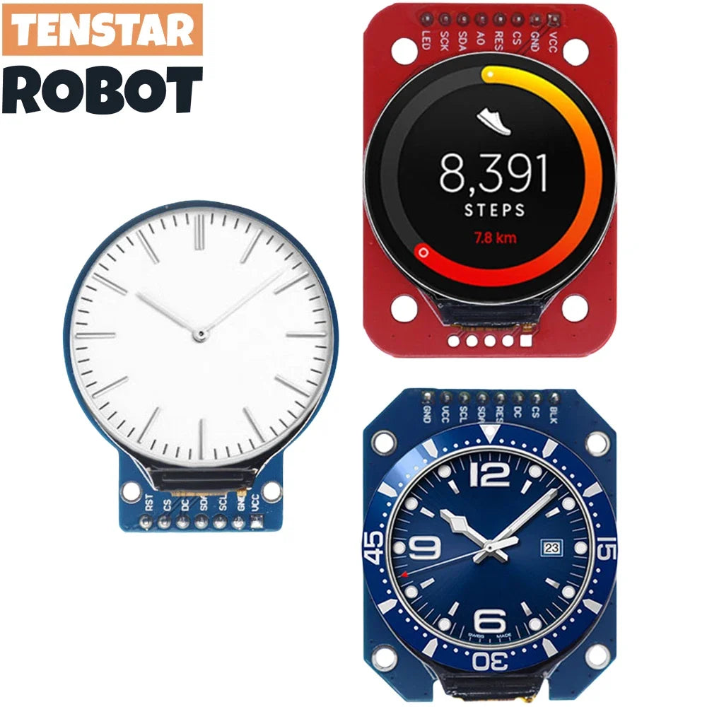 1.28-Inch Round TFT LCD Display Module 240x240 - GC9A01 RGB Screen with 4-Wire SPI Interface for DIY Projects