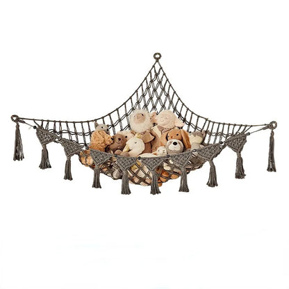 Triangle Toy Net - Plush Toy Storage Corner Hanging Cotton Rope Hand-Woven Hammock