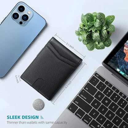 RFID Carbon Fiber Slim Wallet for Men – Luxury Money Bag, Thin Card Holder, Small Short Billfold Purse