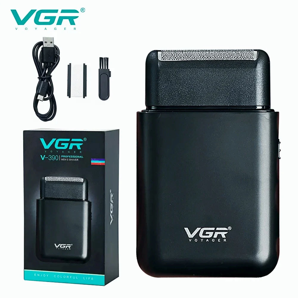 VGR V-390 Electric Shaver – Professional Beard Trimmer & Portable Mini Razor, USB Rechargeable 2-Blade Shaving for Men